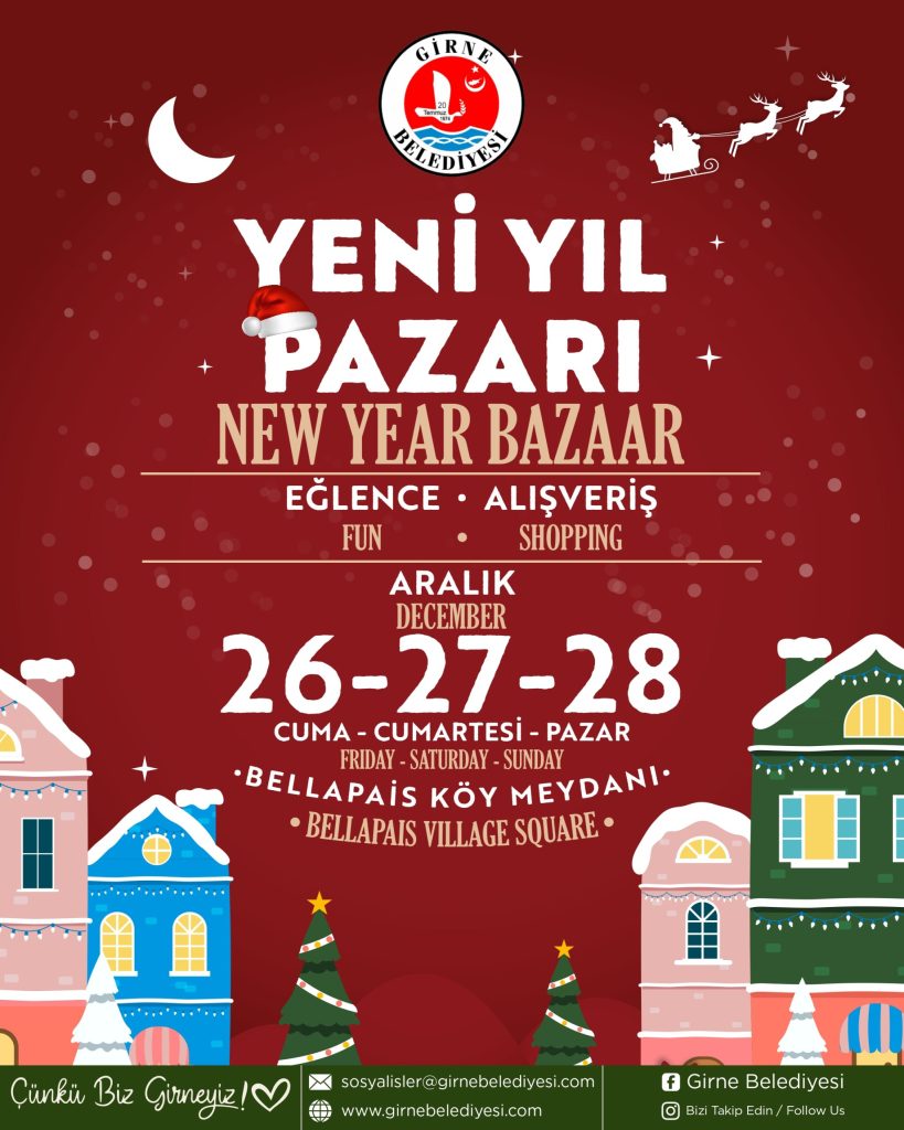 Yeni Yıl Pazarı 26, 27 ve 28 Aralık’ta Bellapais’te kuruluyor